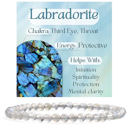 Bivei Labradorita - Protectora Pulsera de Cristal para Mujeres 4mm Cuentas...