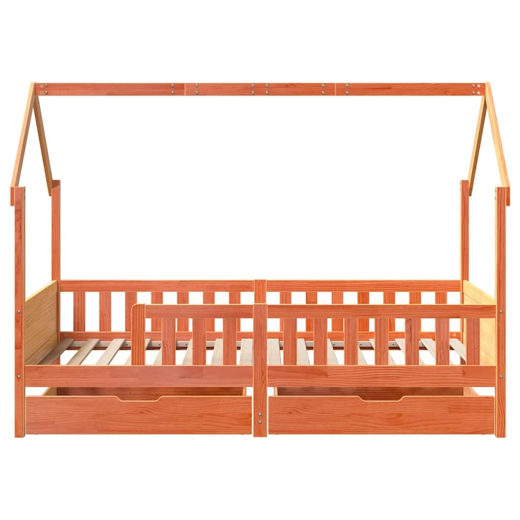 Hausbett Massivholz Kiefer 90x200 cm mit Schublade