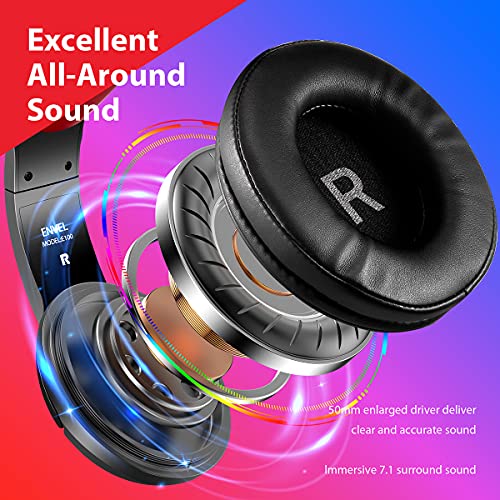PS5 Headset Gaming Headphones für PS4 Mit Mikrofon PC Xbox One Laptop Surround Sound über Ohrgeräuschunterdrückung Kopfhörer mit LED Leuchten Lautstärkeregler für Smartphone Computer … - Image 7