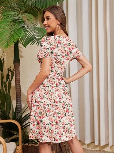 Image of Heymoments Womens Summer Short Sleeve Casual Dresses V-Neck Beach Dress with Pockets S-2XL
