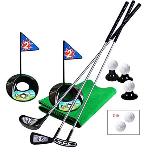 SOWOFA Junior Pro Plastic Golf Clubs Set with Balls Green Mat Indoor Outdoor Sport Toys 8 Pcs Golf Balls Accessories (Golf set) Cover