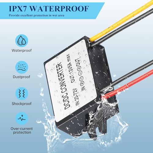 DC Buck Converter 17V-72V to 12V, DC Voltage Converter 24V/36V/48V/60V/72V to 12V 5A 60W MAX, 20V-72V to 12V 5A Step Down Power Transformer Module for Automotive, Trucks, Instruments 6