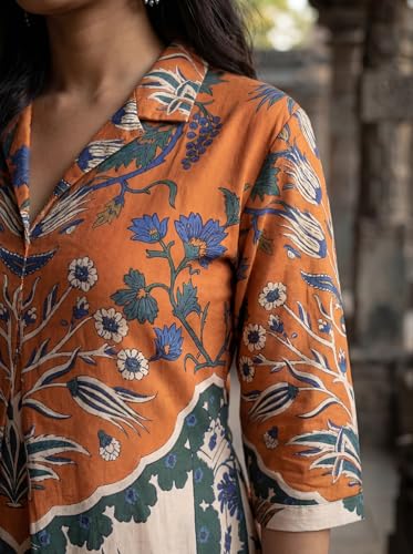 Image of HELLCAT Floral Brown Women Dress|New Trending Dress for Women|Western 3 /4 Sleeve A-line