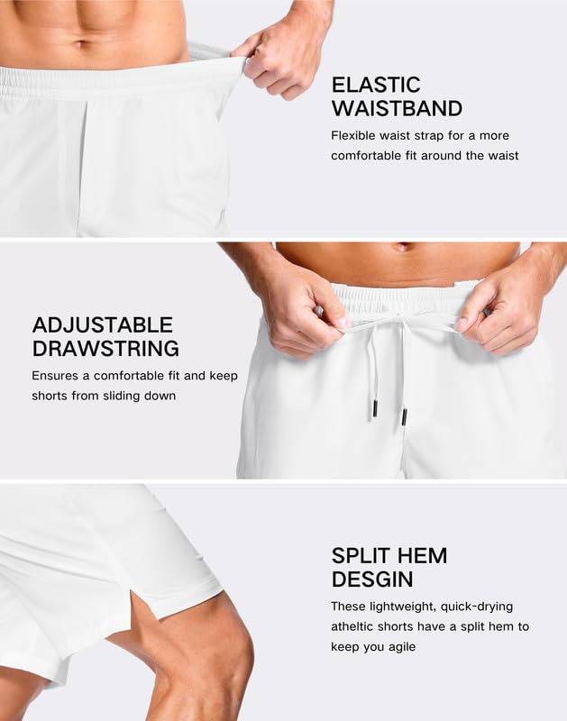 Image of GGJ Men's Lightweight Athletic Shorts with 2 Zipper Pockets 7 inch /9 inch /5 inch Gym Workout Running Quick Dry Tennis Shorts for Men