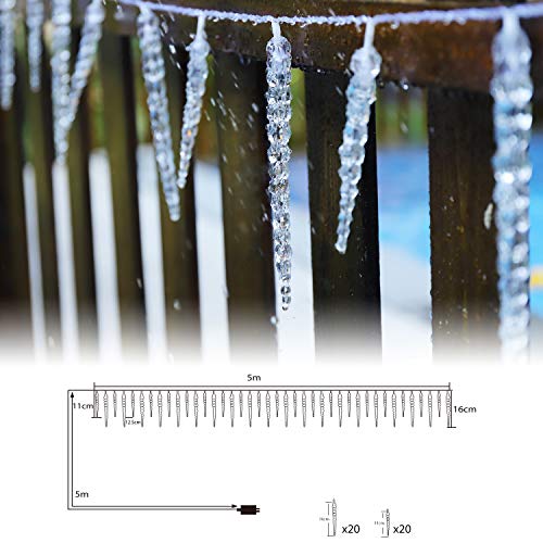 Guirlande lumineuse d'extérieur glaçons 40 LED 10m pour balcon