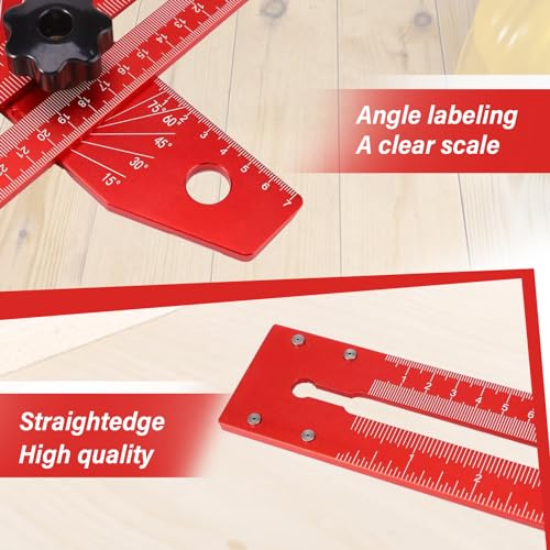Woodworking Scriber Marking Line Ruler T Type Woodworking Ruler 16 inch Layout and Measuring Tools Precision Marking T-Ruler Positioning Scribing(Red) - Image 7