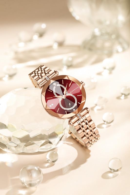 Image of Giordano Luxury Watch for Women - Round Diamond Cut Glass Dial, Elegant Stainless Steel Strap with Quartz Movement