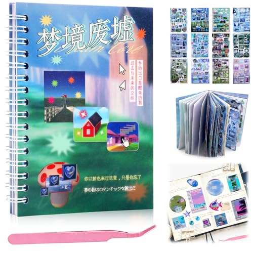 Image of 800Pcs Cute Scrapbook Stickers Travel Y2k Japanese Sticker Book for Adult Kawaii Korean Stickers for Journaling Laser Aesthetic Sticker Glitter Toploader Decor for DIY Card Art Crafts 30 Page Dream