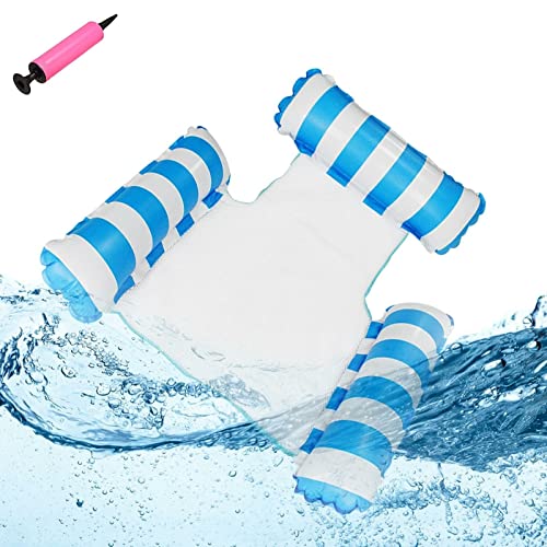 Matelas gonflable pour piscine - Hamac gonflable - Jouet de piscine 4 en 1 - Hamac à eau pour adulte - Piscine gonflable - Hamac pliable - Siège avec dossier (bleu) Cover