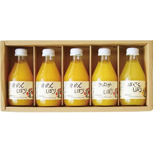 伊藤農園 100%ピュアジュース 5本ギフトセット 50705g 和歌山県産柑橘を、半分に切りお碗の上に乗せて搾った、独自製法の100%ストレートジュース。皮の苦みが入らず、すっきりとした味わいをお楽しみ頂けます。甘い種類からさっぱりした種類まで、飲み比べ