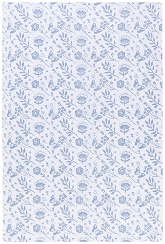 Image of Now Designs Floursack Kitchen Towels Quick Dry Cotton Hand Towel Set of 2, Slate Blue Meadow Print, 20 x 30 in