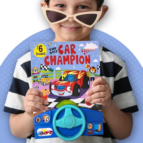 Image of The Race Car Champion Interactive Sound Book, with 6 Sounds, Steering Wheel, Children's Book