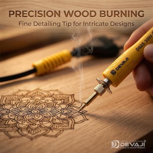 Image of DEVAJI 625 14-in-1 Pyrography Kit 30W | Multi-Purpose Wood Burning & Pyrography Pen Tool | DIY Wood Carving, Leather Embossing, Crafting & Welding Kit | Electric Power | Soldering Iron
