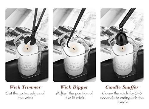 Lewondr Candle Accessoireset, roestvrij stalen tool kit inclusief kandelwikker, tandwiksnijder, kaarshouder, elegant cadeau voor wiebelen, 3 stuks - Image 4