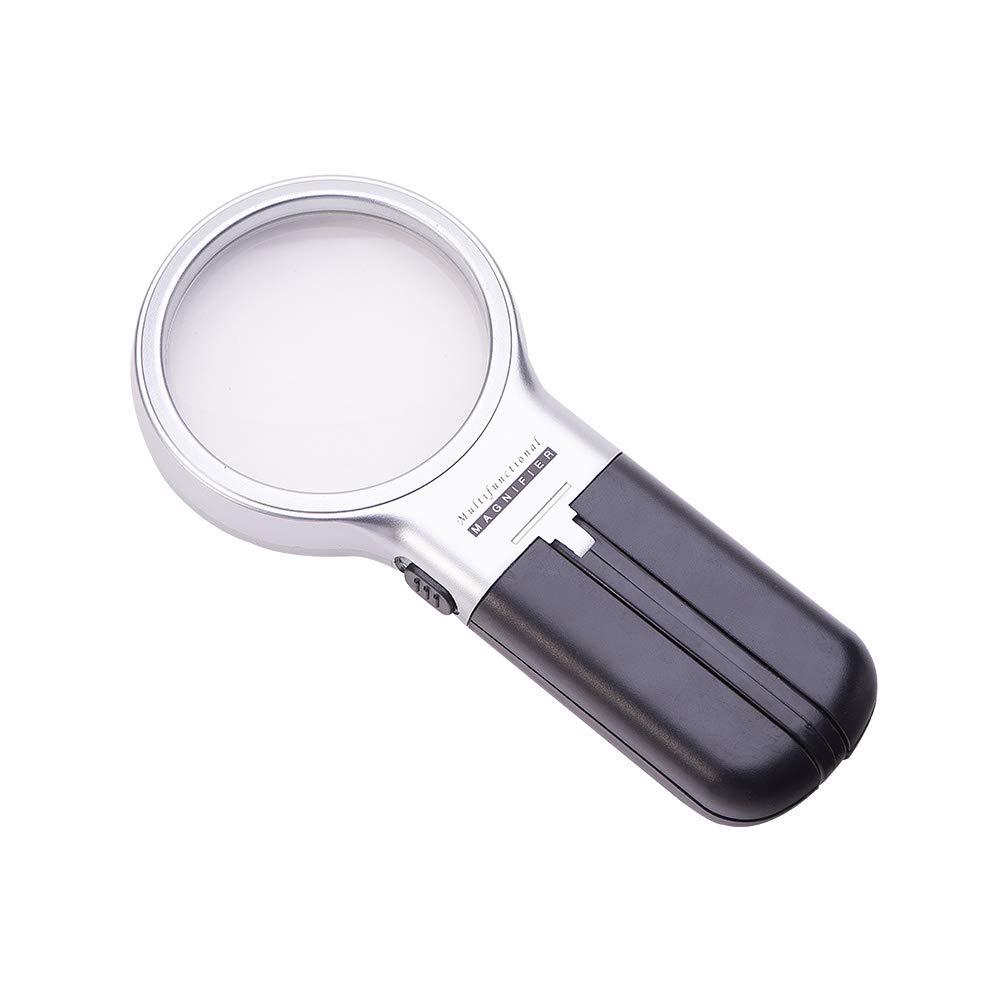 Othmro Magnifying Glass with Light, 3X 60mm LED Light Illuminated Magnifier Zoom Microscope Lens Black 1pcs