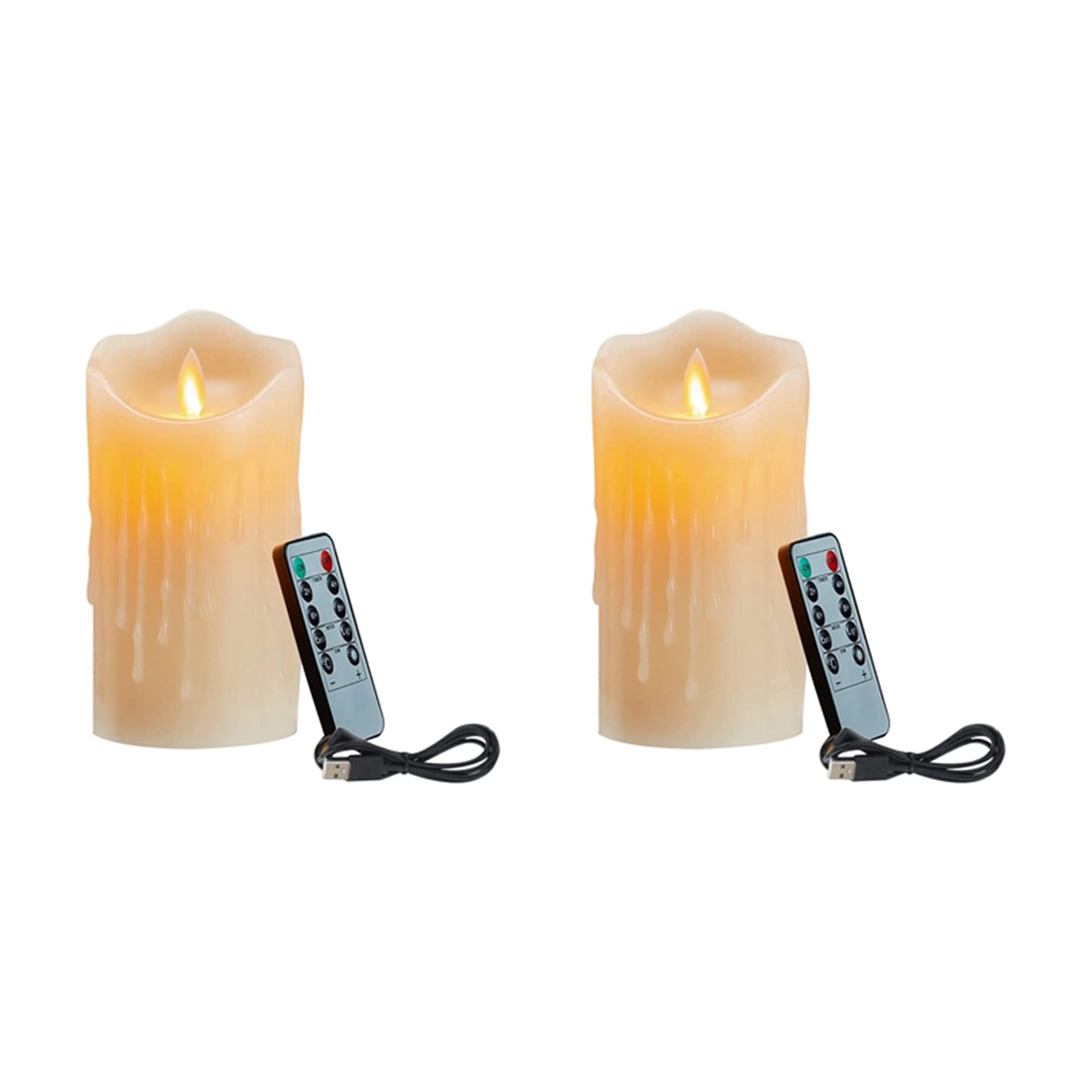 Hndhbfgrt 2X LED Candles, Flickering Flameless Candles,Rechargeable Candle, Real Wax Candles with Remote Control,12.5cm
