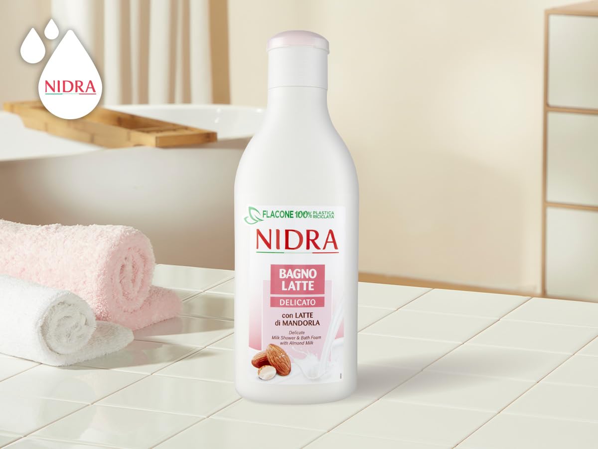 NIDRA | Bagnolatte Delicato, con Latte di Mandorla, Proteine del Latte, Dermatologicamente Testato, Made in Italy, 6x750 ml