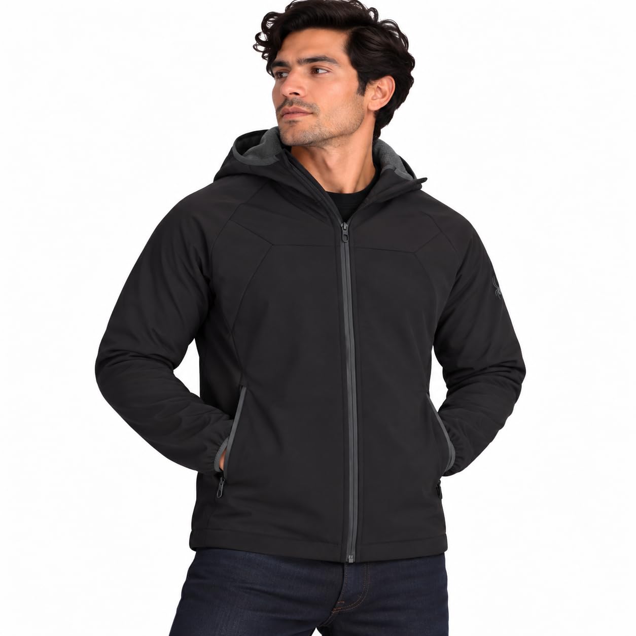 Mens Softshell Jacket - Faux Fur Lined Wind Resistant Fleece Jacket