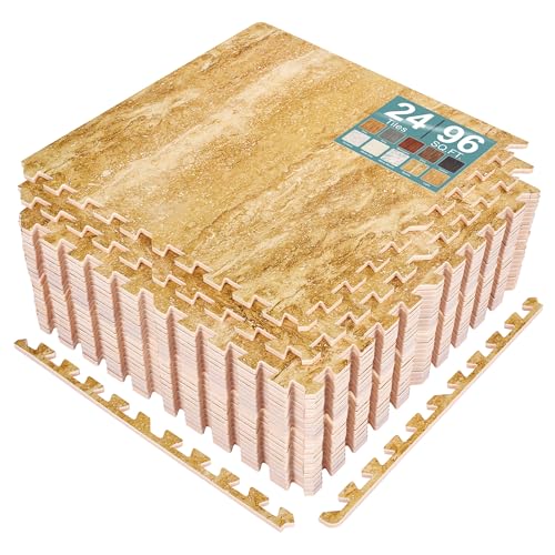 Sorbus 96 Sq. Ft. Wood Grain Floor Tiles Foam Mat