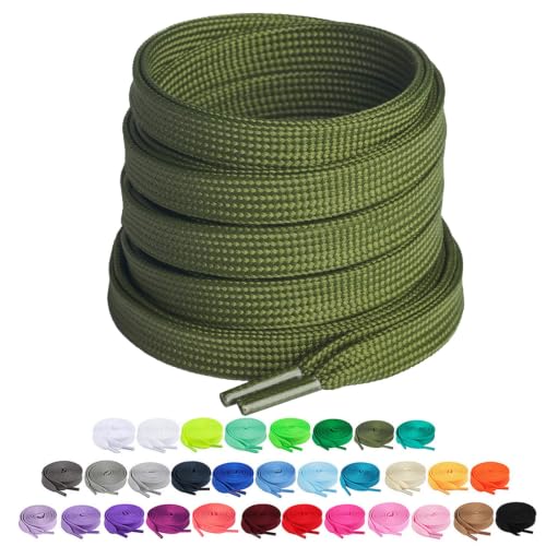 Image of Booyckiy 2 Pairs 2 /5 inch Flat Shoe Laces for Sneakers 31 Colors Shoelaces in 27 inch-72 inch