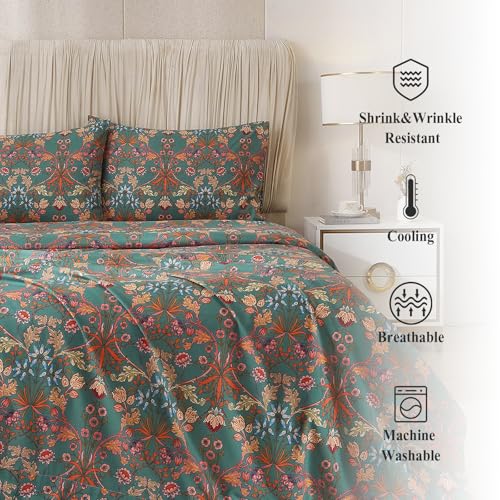 Highbuy Ultra Soft Queen Sheets Set Blue - Vintage Floral Sheets Cooling Medallion Bed Sheets Queen - 16 Inch Extra Deep Pocket Sheets,Luxury Vibrant Bohemian Bedding Sheets 4 Piece,Fitted Sheet Queen Bed thumb #2