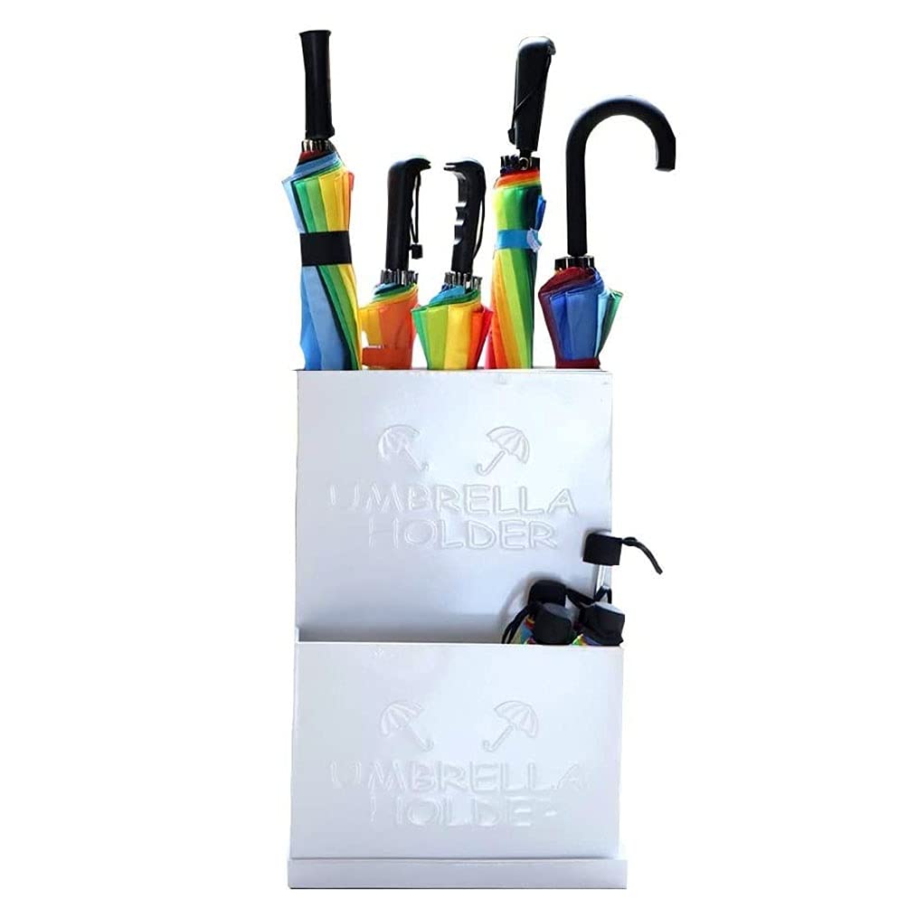 WXPGFEQ Metal Umbrella Stand with Drip Tray & Grid Drain Rack, Holds 28 Umbrellas - Stylish Holder for Hallway & Entrance Organization
