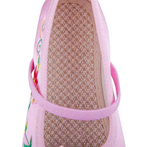 Hello Shero Girls Gorgeous Mary-Jane Ballet Pumps Comfortable Low Heel Round Toe Flats Floral Embroidery Shoes4