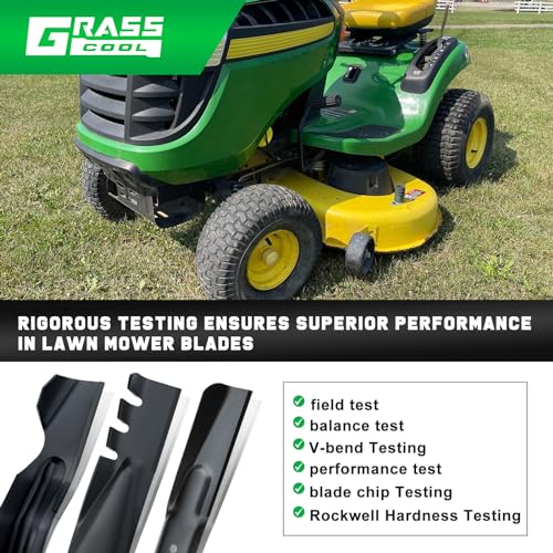 Image of Grasscool D130 42 inch Mower Mulching Blades for John D-eere D110 D100 D125 D105 S100 E100 LA125 LA115 LA105 42'' Deck Lawn Tractor Riding Mower Replace GY20850 GX22151