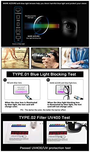 Image of MARE AZZURO Blue Light Blocking Reading Glasses Women Round Computer Readers 0 1.0 1.25 1.5 1.75 2.0 2.25 2.5 2.75 3.0 3.5 4.0 5.0 6.0 (BLack, 175)