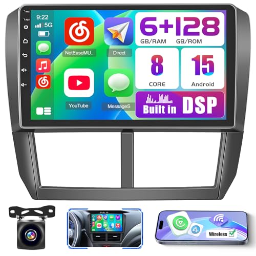 Realdio 6+128GB Android 15 �X�o�� �t�H���X�^�[ 2008-2012 �J�[���W�I ���C�����X �J�[�v���C Android Auto�p �X�e���I 9�C���`�C���Z���^�b�`�X�N���[��WiFi Bluetooth5.0 GPS FM/RD