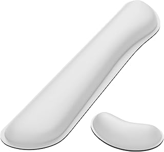 Dapesuom Enlarge Keyboard Wrist Rest Pad,Memory Foam Set Wrist Cushion Support for Easy Typing & Pain Relief,Mouse Wrist Pad,Anti-Slip Wrist Support for Gaming,Computer, Laptop, Office,Ivory White