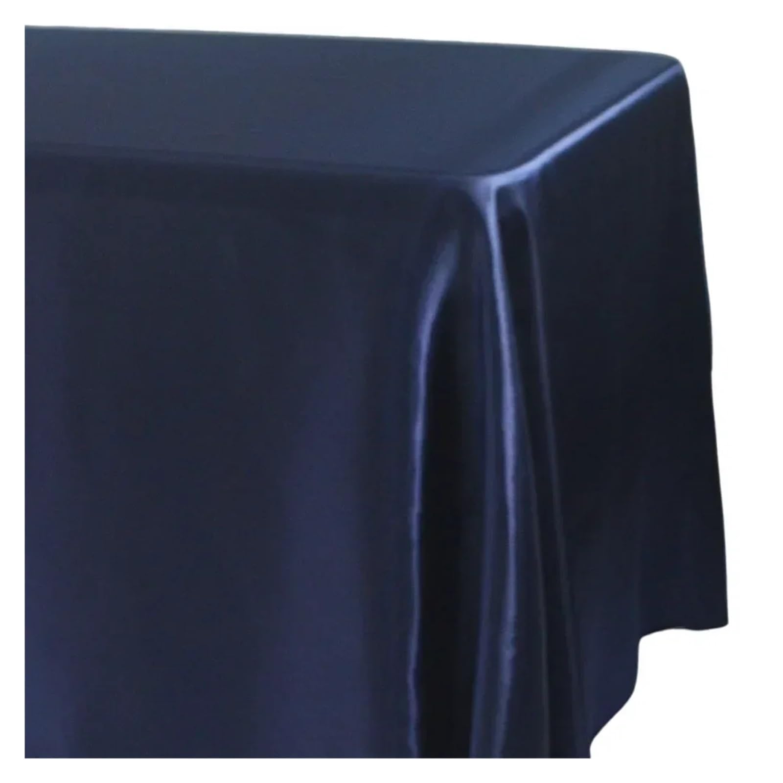 LOPJGGYF 145x180cm Rectangle Satin Tablecloth Overlays Wedding Mariage Party Decoration Restaurant Dining/Coffee Table Cloth for Wedding Banquet Party Events(Deep Blue,145x160cm-57x63inch)
