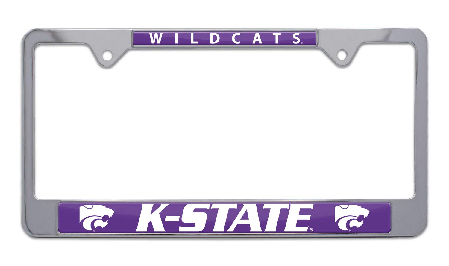 AMG Auto Emblems NCAA Officially Licensed Premium Shiny Chrome Metal License Plate Frame - Second Generation - Mascot Version (Kansas State)