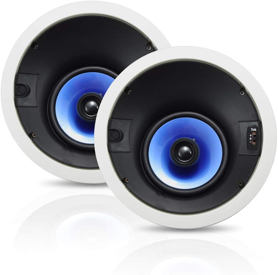 Pyle 8” In-Wall / In-Ceiling Speakers, 250W Peak, Hi-Fi Stereo Sound, Pivoting Adjustable Coaxial Silk Dome Tweeter, Poly Cone Woofer, Stain Resistant Grill, For Home Theater, Custom Installs- Pair
