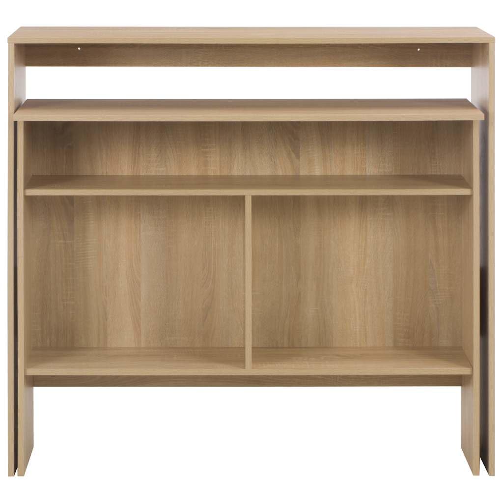 Stolik barowy z 2 blatami o wyglądzie dębu, 130 x 40 x 120 cm, stolik stojący z materiału drewnopochodnego, stabilny stolik do napojów i dekoracji