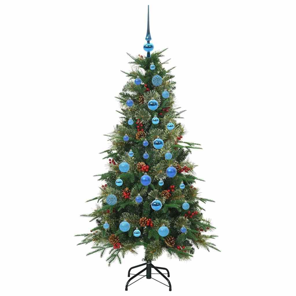 Sztuczna składana choinka zielona, 150 cm, PE i PCW, wstępnie oświetlona 150 diodami LED, do użytku wewnątrz i na zewnątrz, nowoczesne wzornictwo