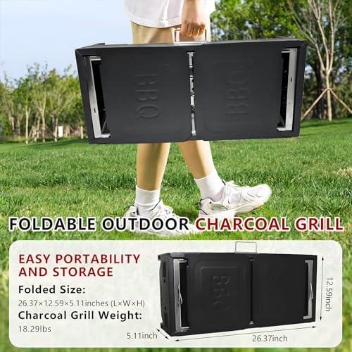 VACHAN-Portable-Charcoal-Grills-for-Outdoor-BBQ-Foldable-Kabob-Barbecue-Grill-for-Camping-Hibachi-BBQ-Griddle-Lamb-Skewer-in-Garden-Backyard-Party-Picnic-Travel-Outdoor-Cooking