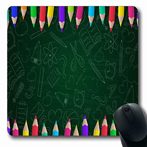 Preisvergleich Produktbild Mauspad Back School Buntstifte Zu Niedlichen Bleistift Lektion Blackboard Doodle Bildung Schüler Zubehör Mousepad Computer Gedruckt Benutzerdefinierte Längliche Rutschfeste 25X30C