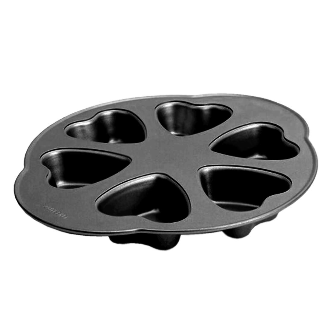 bilAnca Round Shape 6 Cups Non Stick Muffin Cake Tin Heart Mould Carbon Steel Pan