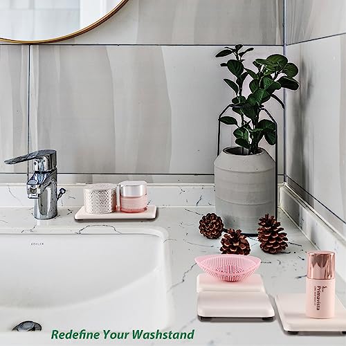 Set of 4 Water Absorbent Diatomite Coasters, Diatomaceous Earth Kitchen Soap Dish, Bathroom Trays, Water Absorbing Stone Used for Hand Soaps & Plants & Toiletries in The Modern Home - Image 3