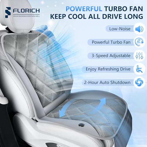 Image of FLORICH Cooling Car Seat Cushion Front Seat Ventilated Car Seat Cover 2-Hours Auto Off Cooling Mat for Car Seats with 3-Speed Adjustable Universal Fit for 12V /24V Car SUV Truck Van for Summer, Gray