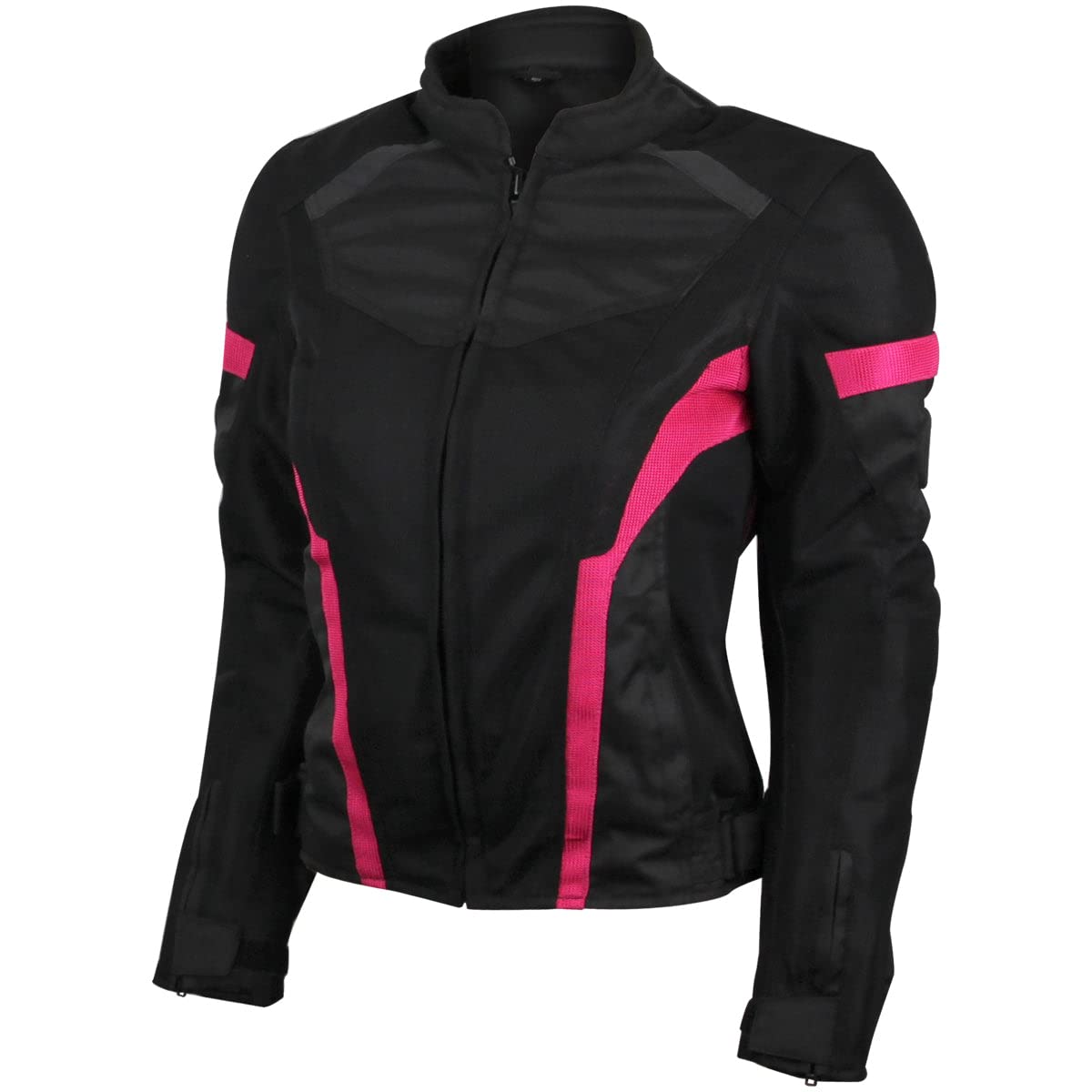 Vance Advance Womens All Weather Season CE Armor Mesh Motorcycle Biker Riding Jacket (XL, Pink)