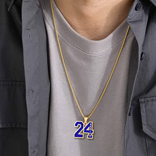 Q&Locket Number Necklace For Athletes Personalized With Name Sports Black Red Blue White Enamel Custom Number Chain Name Necklace For Boys Mens Womens Girls 0.7, 0.9 And 1.2 Inch #TOP6