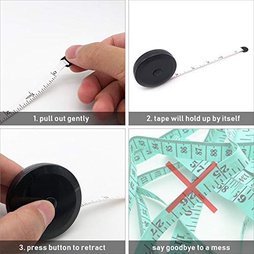 Soft Retractable Measuring Tape, 60In & 150Cm Markings, Flexible Sewing Tape Measure For Tailor Seamstress, Cloth Clothing Waist Body Measurement Tape, Weight Loss Mini Fabric Ruler Tape (White) #TOP2