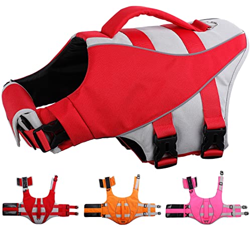 Small Dog Life Vest, Dog Life Jacket for Swimming Boating, Dog Water Float Vest, Dog Floatation Vest Reflective Doggie Safety Jackets, Dog Lifejacket Lifevest Pool Floats for Dachshunds, Red, S Small Dog Life Vest, Dog Life Jacket for Swimming Boating, Dog Water Float Vest, Dog Floatation Vest Reflective Doggie Safety Jackets, Dog Lifejacket Lifevest Pool Floats for Dachshunds, Red, S