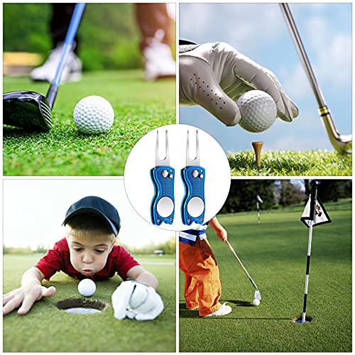 Golf-Divot-Tool-2Pcs-Arreglapiques-Golf-Herramienta-de-Reparacion-de-Divot-de-Golf-Tenedor-de-Campo-de-Golf-con-Boton-Emergente-y-Marcador-Bola-Magnetica-para-Golfistas-Accesorios