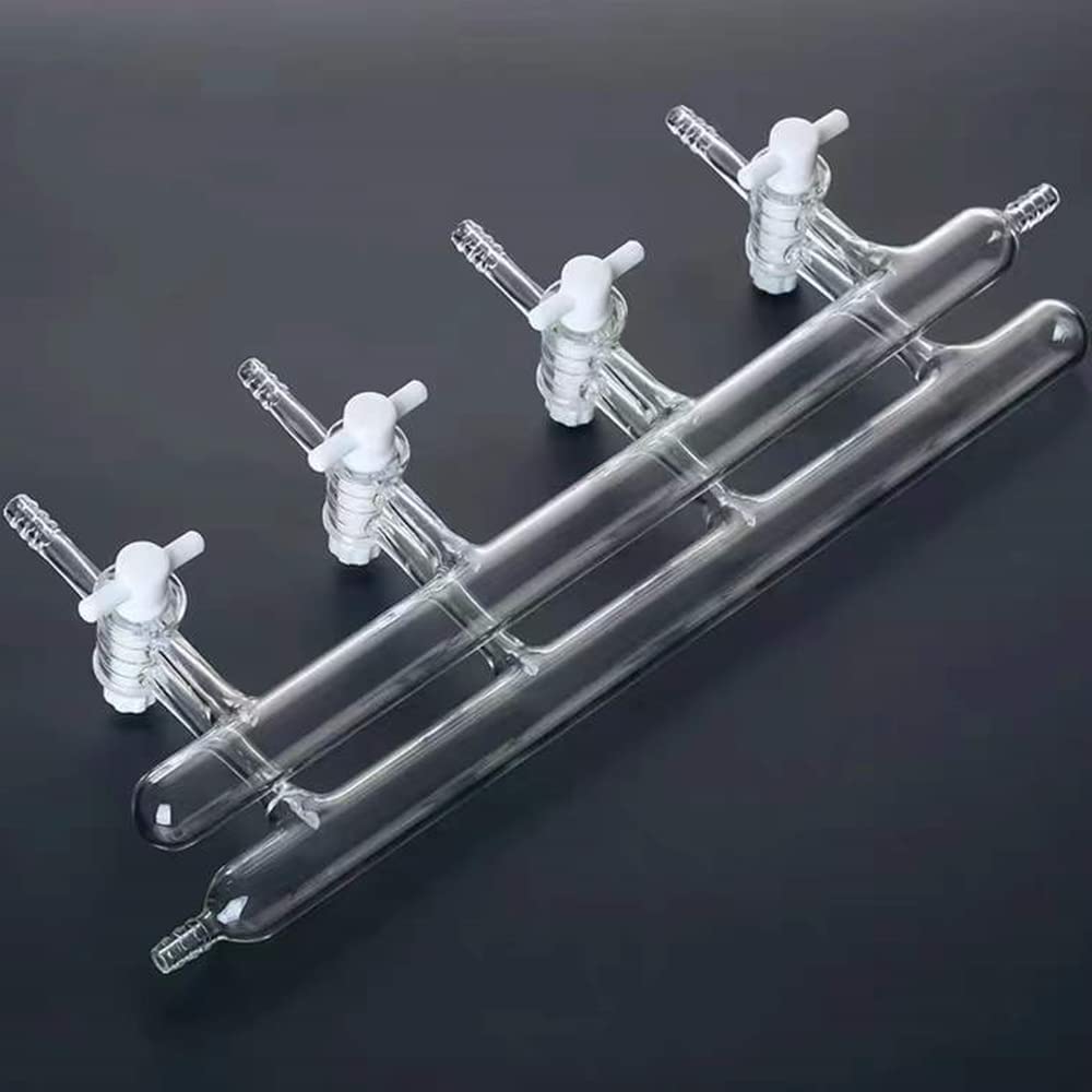 Lab Glass Double Manifold Vacuum Gas Distributor for Double Row Vacuum Gas Distributor Glass Manifold Solid Polytetrafluoroethylene Cock