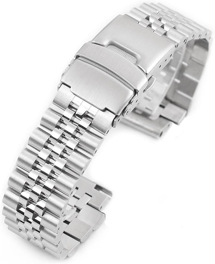 StrapHabit Watch Bracelet for Q Timex Band Replacement fits 36mm, 38mm, 40mm, M79, GMT, Chronograph - TQ18 Quick Release Jubilee Bracelet Strap - Stainless Steel Vintage BOR 18mm (Silver)