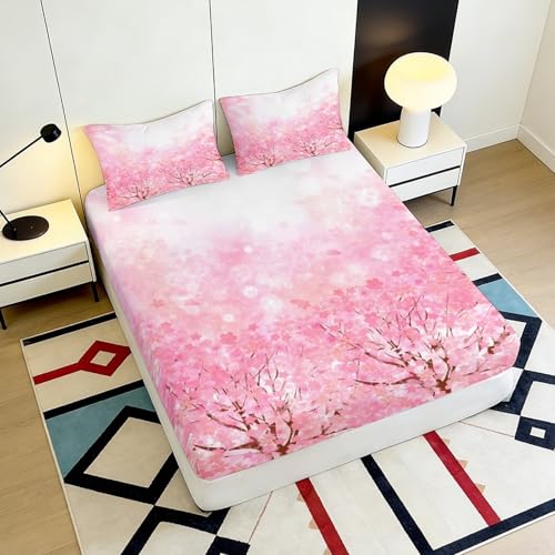 Drap housse cerisier 140x200 microfibre grand bonnet - 6