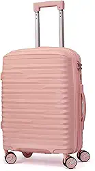 Mala De Bordo Expansível 10Kg Polipropileno Medidas 55x35x25cm Padrão Anac Mala De Viagem Pequena De Mão 8 Rodas 360° Cadeado Integrado Zíper Antifurto Rígida Leve Carry-On (ROSA CLARO, Pequeno)